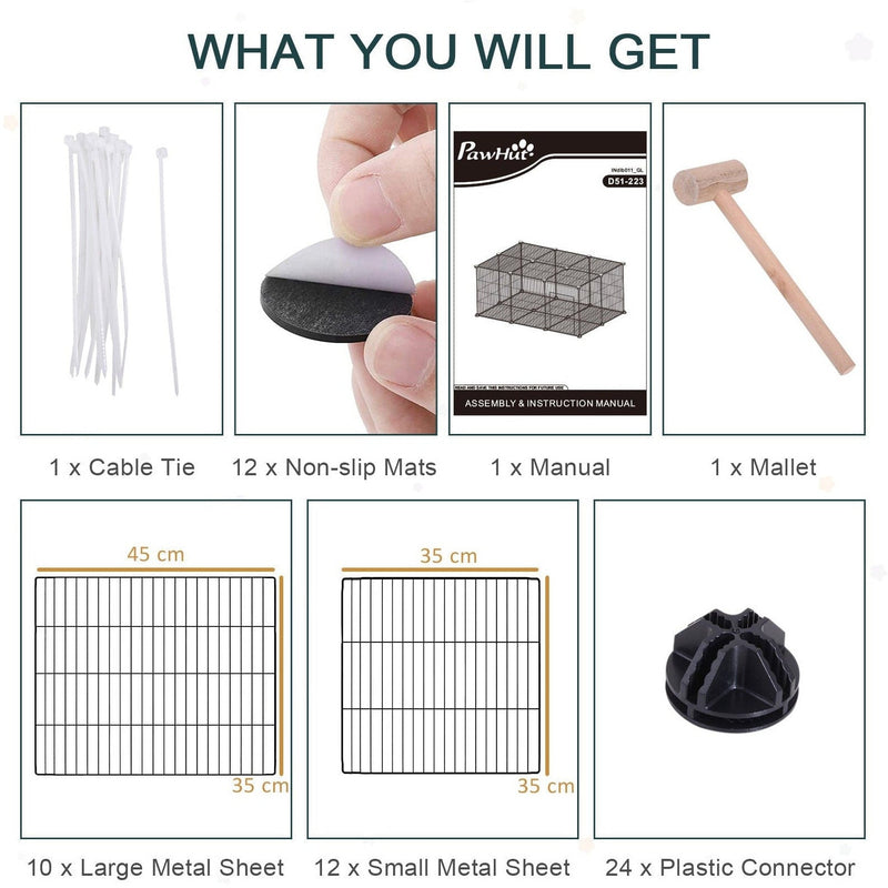 DIY Pet Play Pen, Metal Fence with Door, 22 Pieces