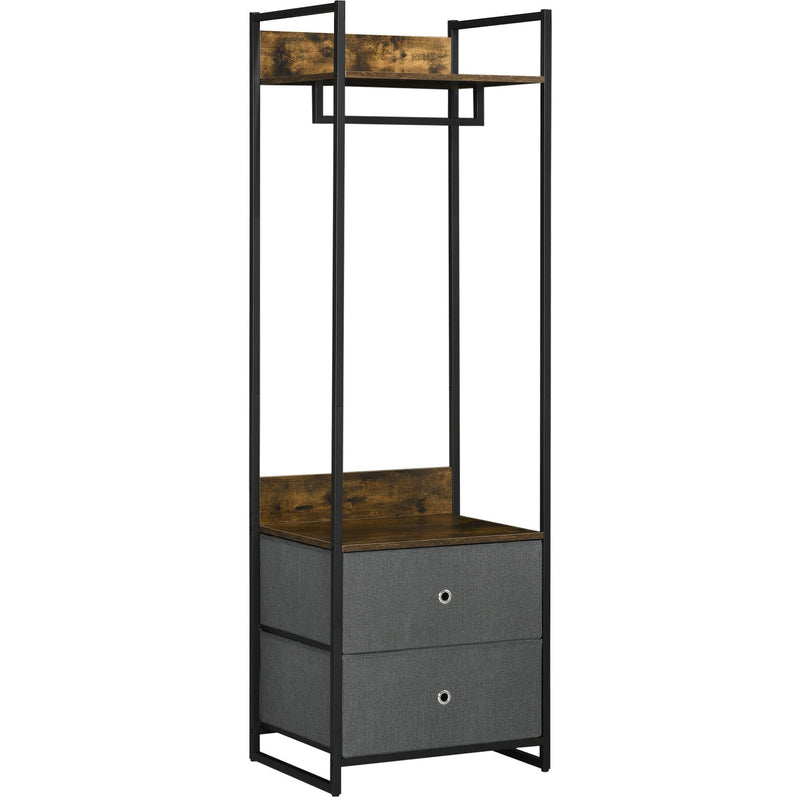 Industrial Open Single Wardrobe With Drawers