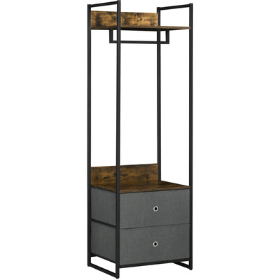 Industrial Open Single Wardrobe With Drawers Homcom