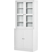 Kitchen Display Cabinet With Glass Doors, White Homcom