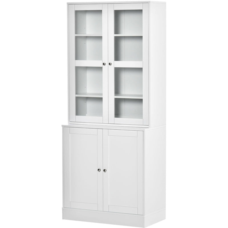 Kitchen Display Cabinet With Glass Doors, White Homcom