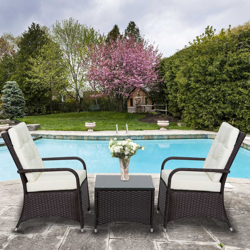 2 Seater Rattan Bistro Set with Cover