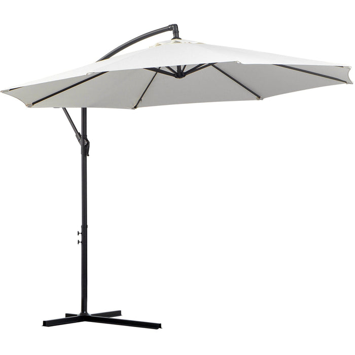 3m Banana Parasol, Crank Handle, 8 Ribs, Cross Base