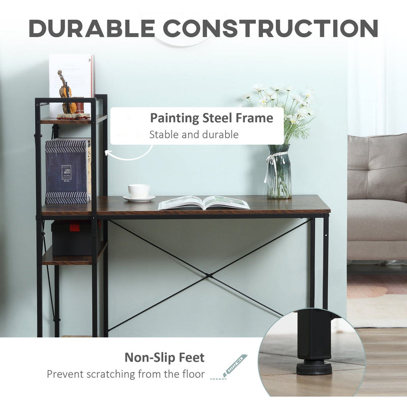 Computer Desk with Bookshelf, Metal Frame