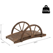 Wooden Garden Bridge, Arc Footbridge, Half Wheeled Railings Outsunny