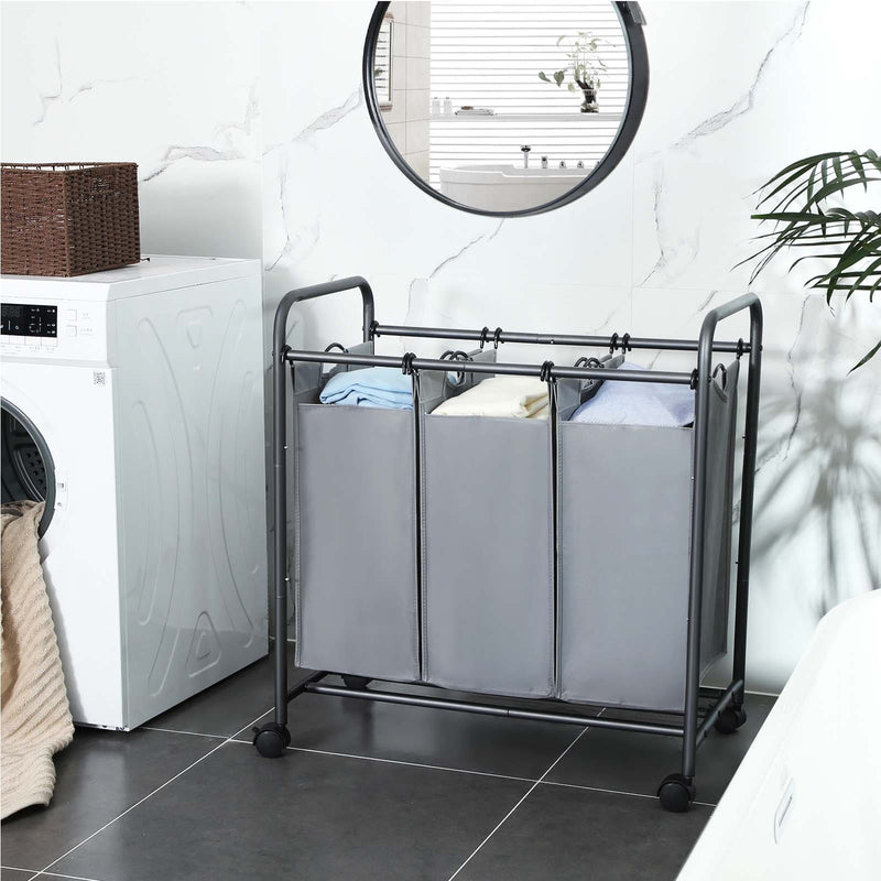 Songmics Triple Laundry Sorter, Grey Songmics