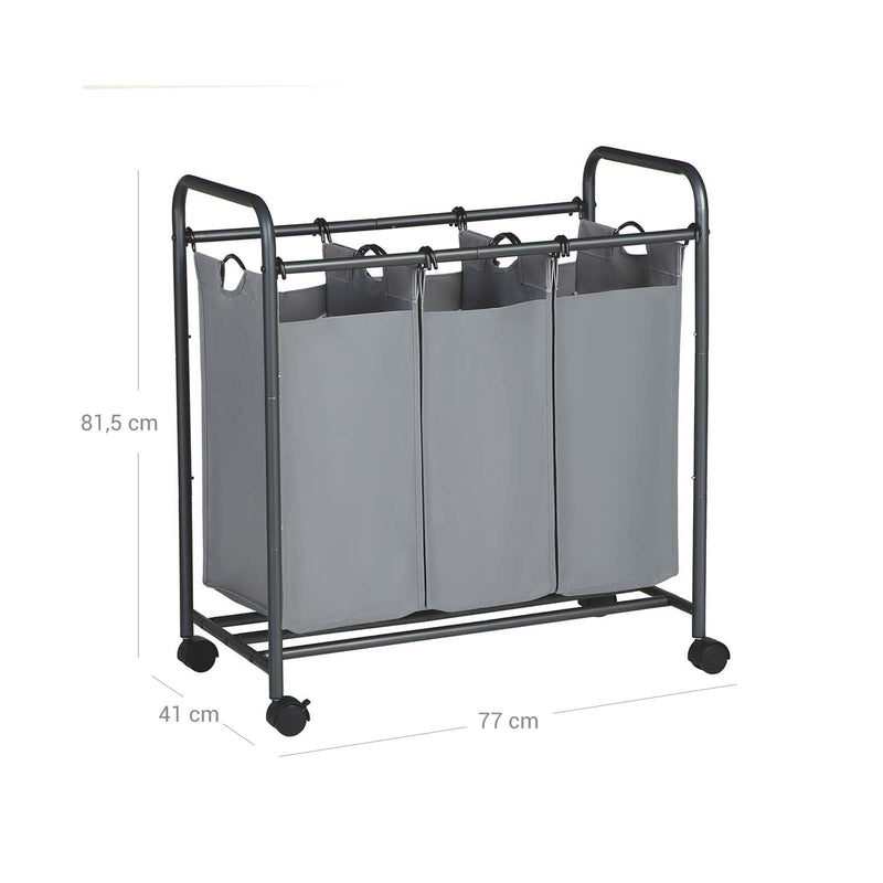 Songmics Triple Laundry Sorter, Grey Songmics