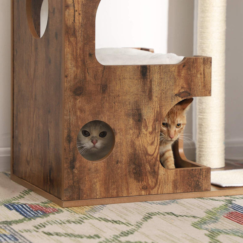 Feandrea Wooden Cat Tree, Walnut