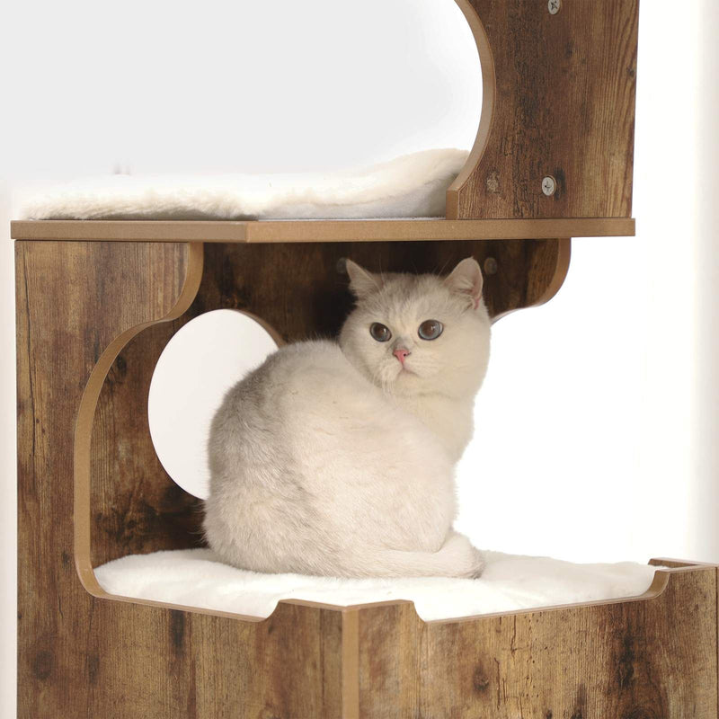 Feandrea Wooden Cat Tree, Walnut