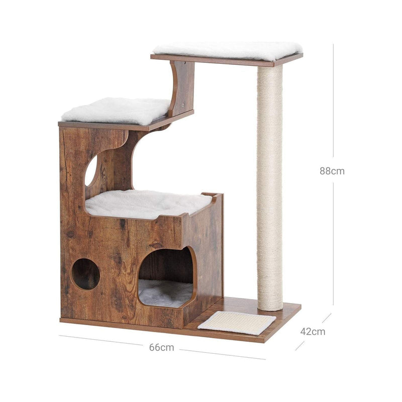 Feandrea Wooden Cat Tree, Walnut