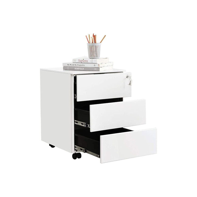 White Metal File Cabinet With Lock 3 Drawers by Songmics