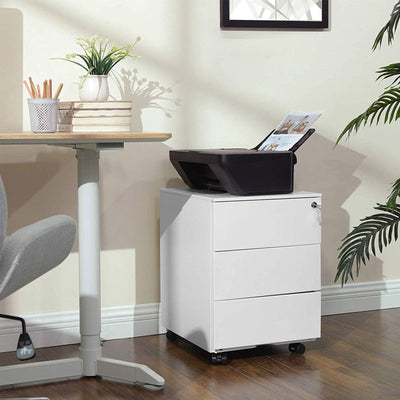 White Metal File Cabinet With Lock 3 Drawers by Songmics Songmics