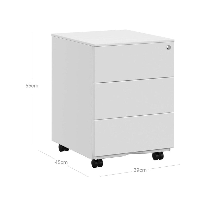 White Metal File Cabinet With Lock 3 Drawers by Songmics