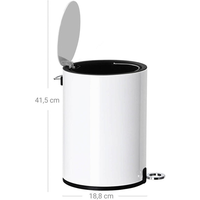 3 Litre Bathroom Bin, Stainless Steel, White