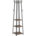 Industrial Hallway Coat Stand With Shelves by Vasagle - black steel frame with rustic brown wooden shelves