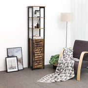 Vasagle Industrial Narrow Storage Cabinet Open Shelves