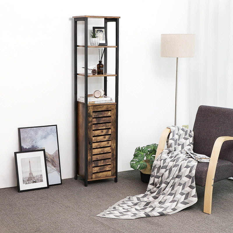 Vasagle Industrial Narrow Storage Cabinet Open Shelves