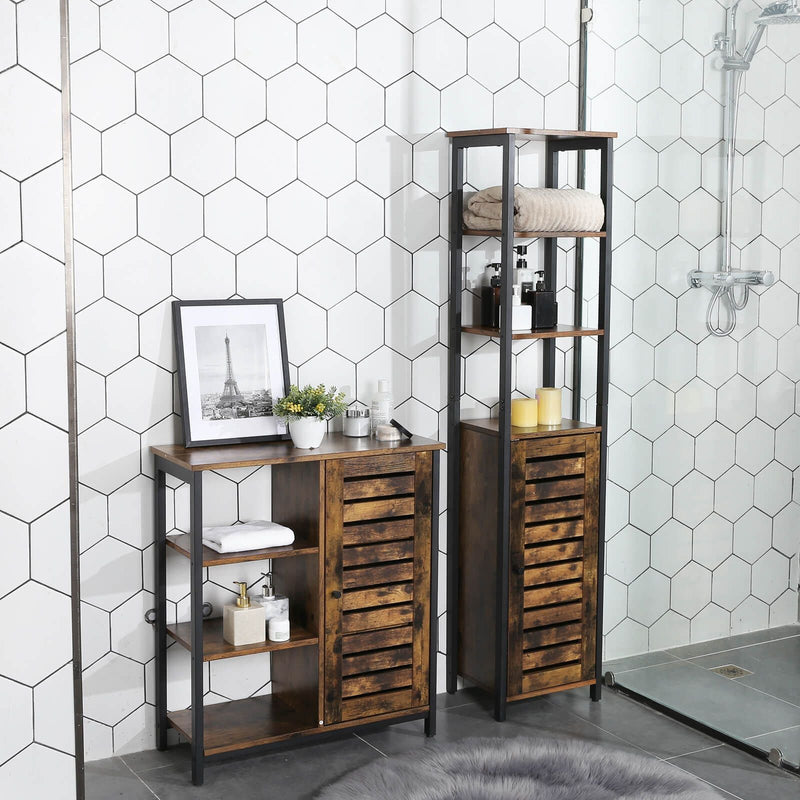 Vasagle Industrial Narrow Storage Cabinet Open Shelves