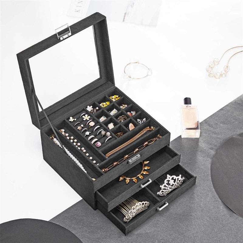 Songmics Jewelry Box With Drawer Grey Songmics