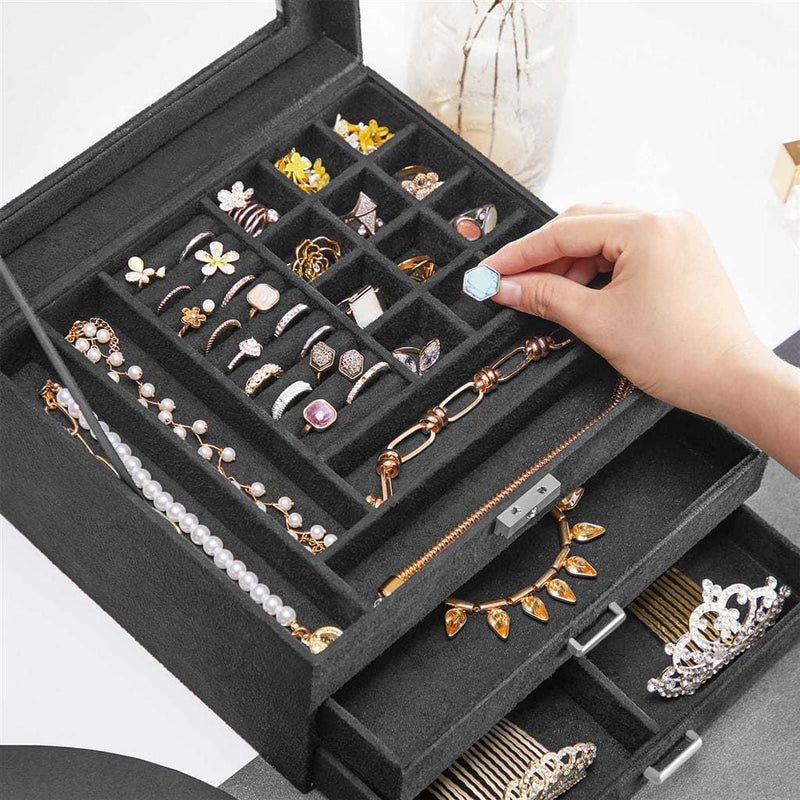 Songmics Jewelry Box With Drawer Grey Songmics