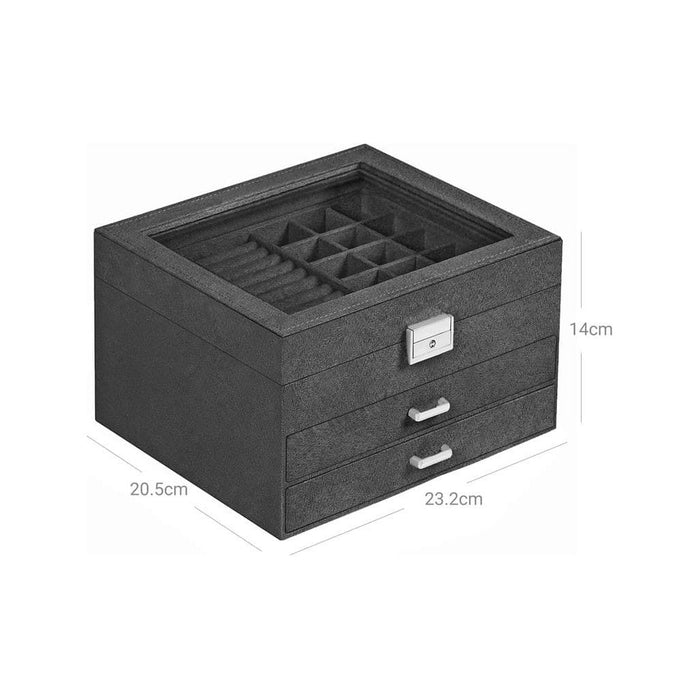 Songmics Jewelry Box With Drawer Grey