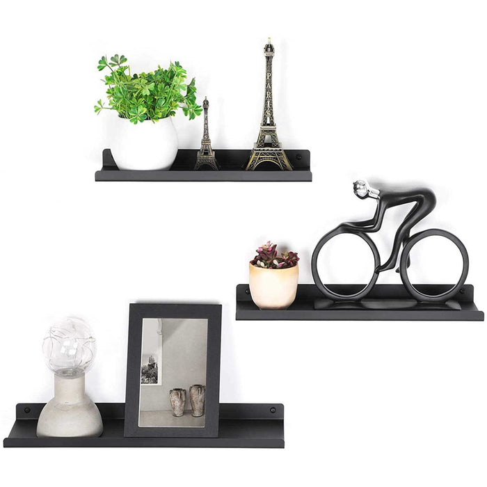 Black Metal Wall Shelves Set of 3