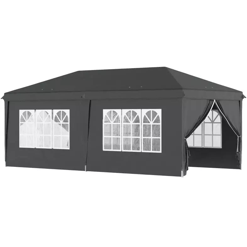 3x6m Pop Up Gazebo With Sides - Black