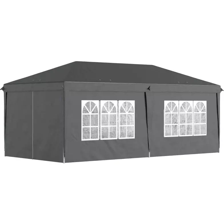 3x6m Pop Up Gazebo With Sides - Black