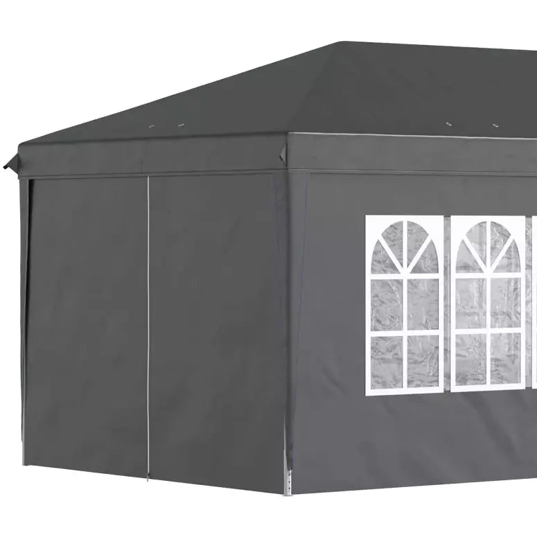 3x6m Pop Up Gazebo With Sides - Black