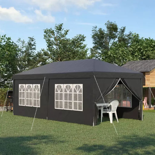 3x6m Pop Up Gazebo With Sides - Black