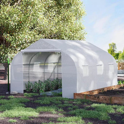 Polytunnel Greenhouse - Galvanised Frame - PE Cover - 3.5x3m Outsunny