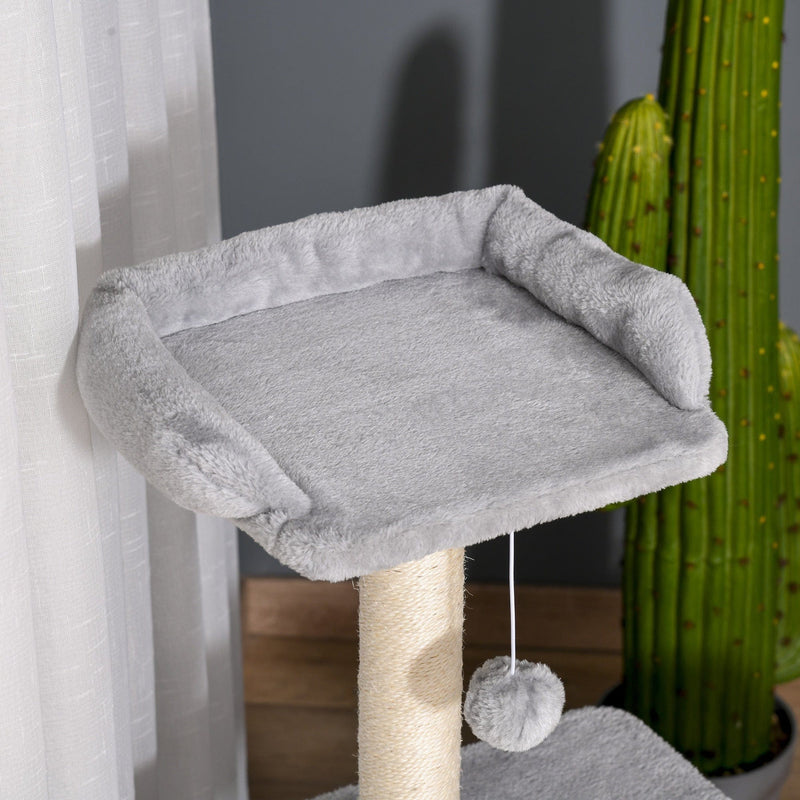 114cm Grey Cat Tree, Climbing Centre, Sisal Post, Condo