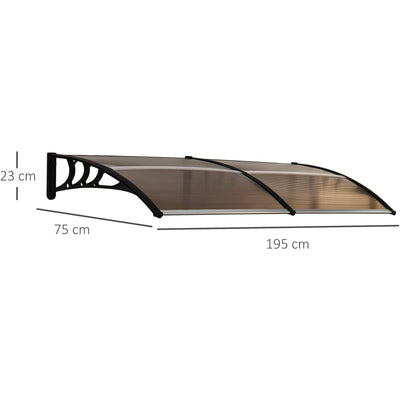 Polycarbonate Door Canopy, 75 x 195cm Outsunny