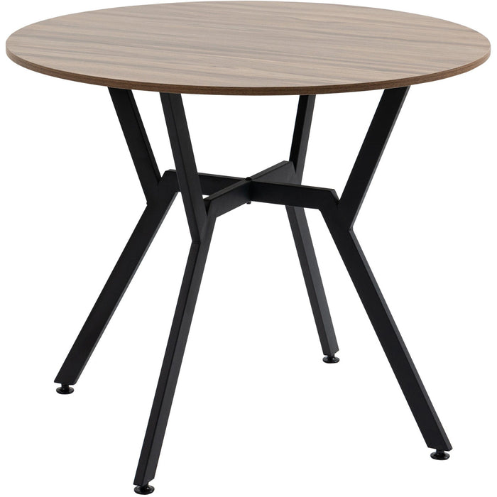 Round Wooden Dining Table 90cm, Black/Brown