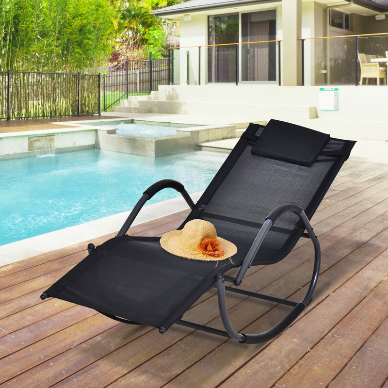 Zero Gravity Metal Sun Lounger With Pillow