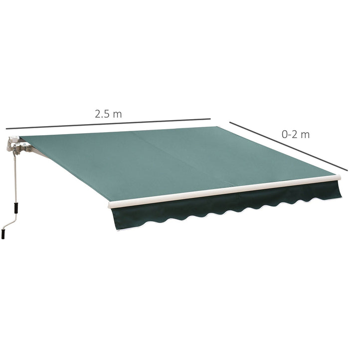 Manual Retractable Garden Patio Awning, 2.5m x 2m