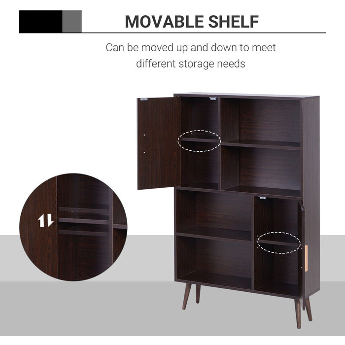 Sideboard Bookshelf, 2 Cupboards, 4 Shelves, 80x23x123cm