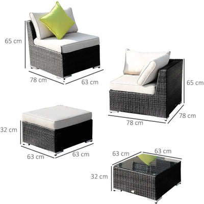 7 Seater Rattan Garden Furniture Set with Coffee Table Outsunny