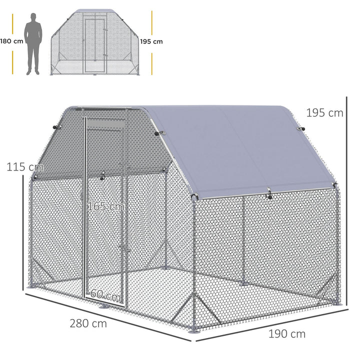 PawHut Medium Chicken Coop with Roof - 280x190x195cm