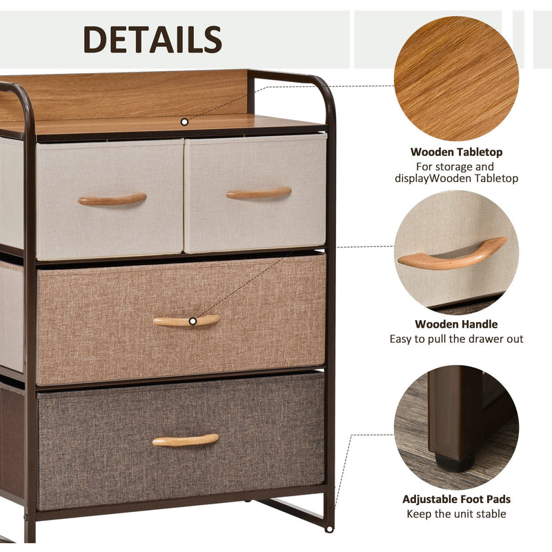 4-Drawer Steel & Wood Bedroom Dresser