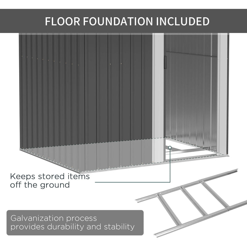 5x4 Metal Garden Shed, Grey