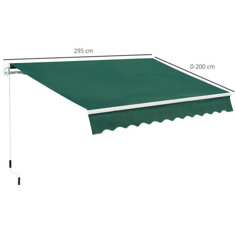 Awning For Patio - Manual Hand Crank 3 x 2m Aluminium Frame