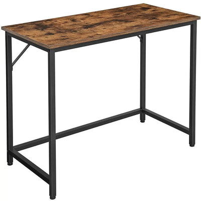 100cm Computer Desk by Vasagle Industrial style - black steel frame with rustic brown and black desktop