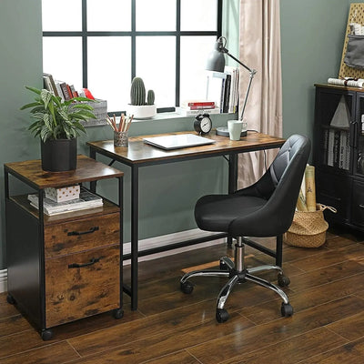 100cm Computer Desk by Vasagle Industrial style - black steel frame with rustic brown and black desktop