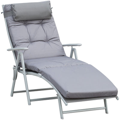 Patio Texteline Sun Lounger, Foldable, Pillow, Cushion Outsunny