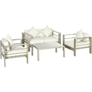 Garden Furniture Sofa and Table, Gold Frames, Cream Cushions Outsunny