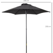 2m Patio Parasol - Outdoor Sun Shade, 6 Ribs Outsunny