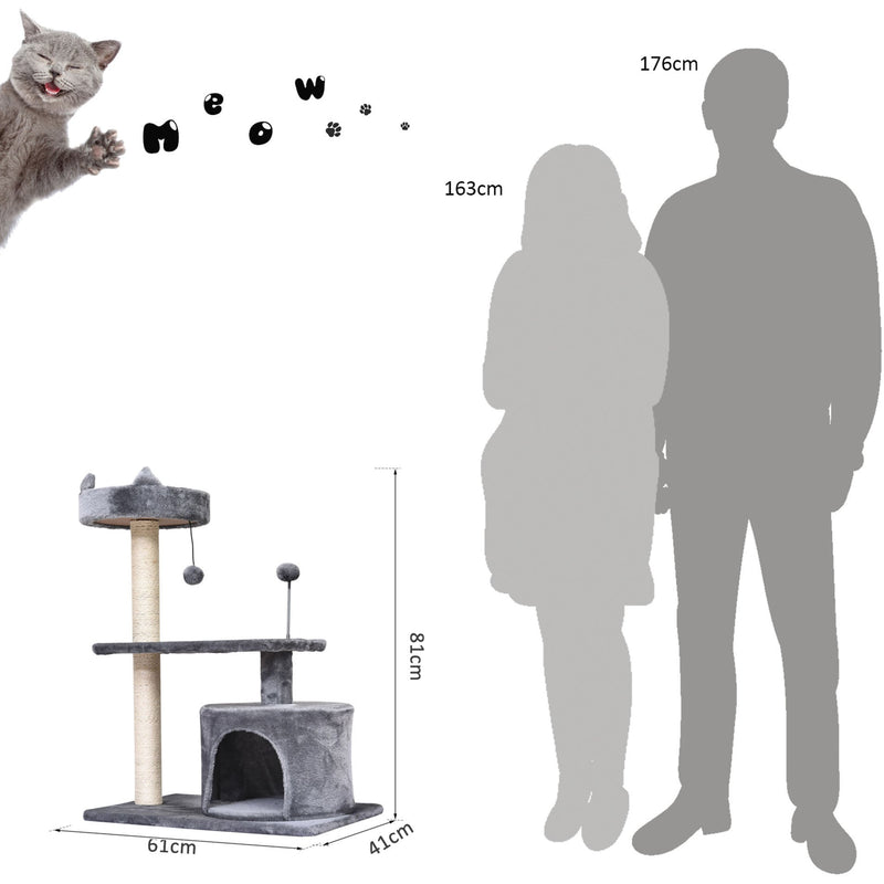 3-Tier Sisal Rope Cat Scratching Post w/ Toys