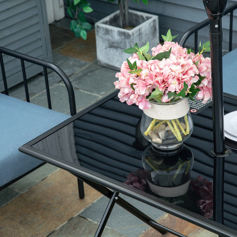 Folding Outdoor Table for 6 with Parasol Hole