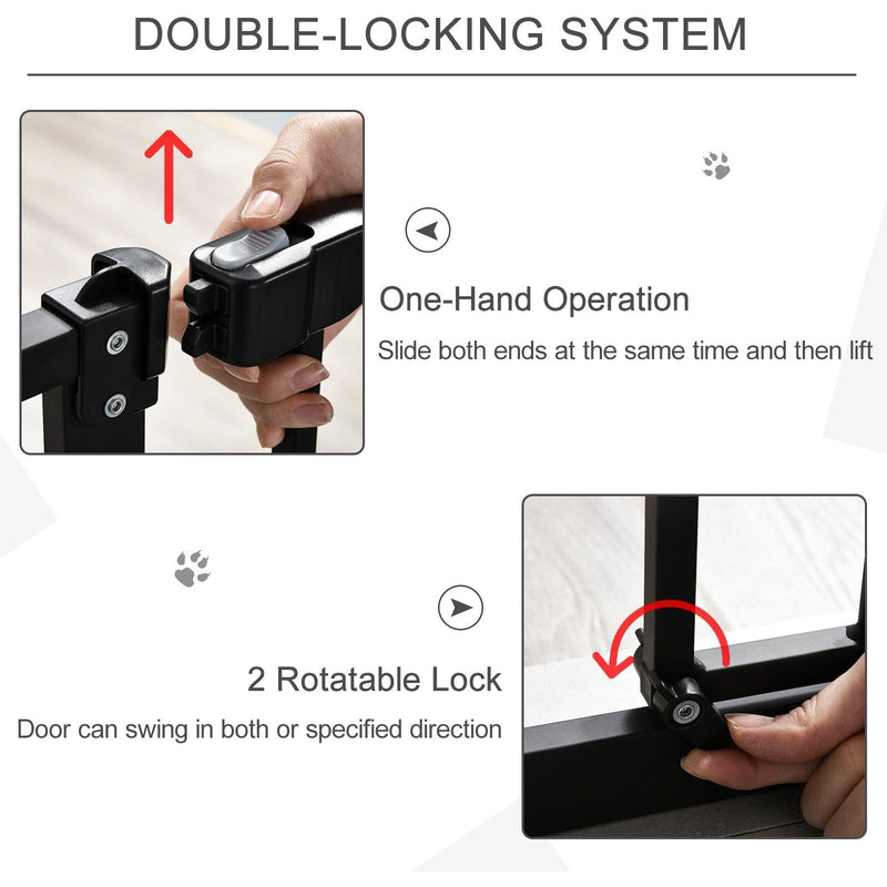 Safety Gate For Stairs, Auto-Close Door, 74-84cm, Black